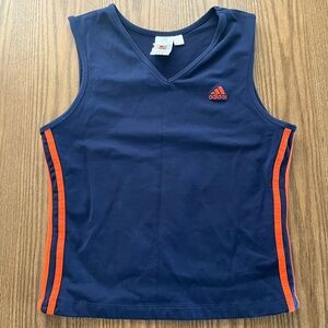Vintage adidas Women’s Navy workout Tank Top Side Stripes